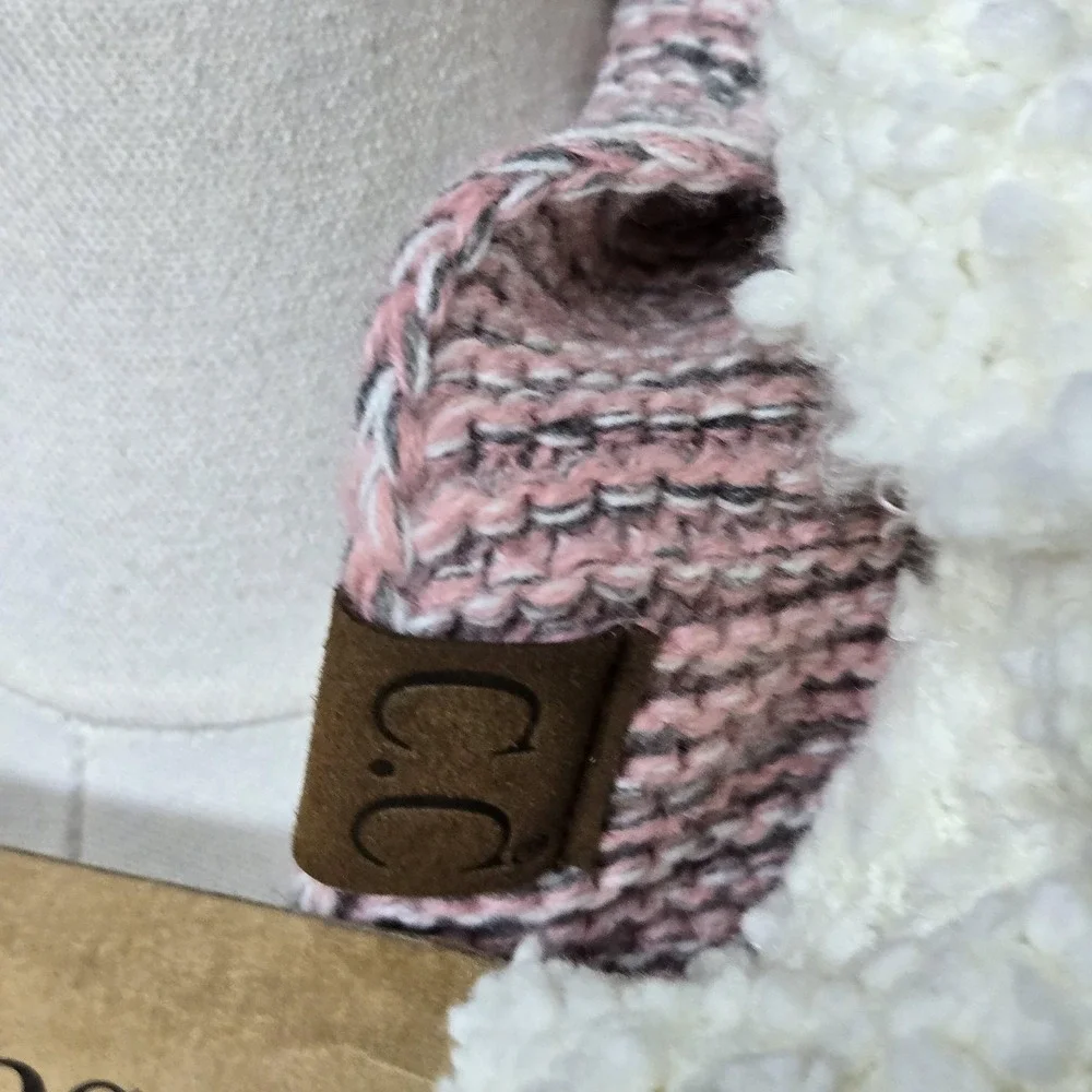 C.C Infinity Scarf Womens One Size‎ Pink Rose Soft Knit Sherpa Lined Neck Warmer